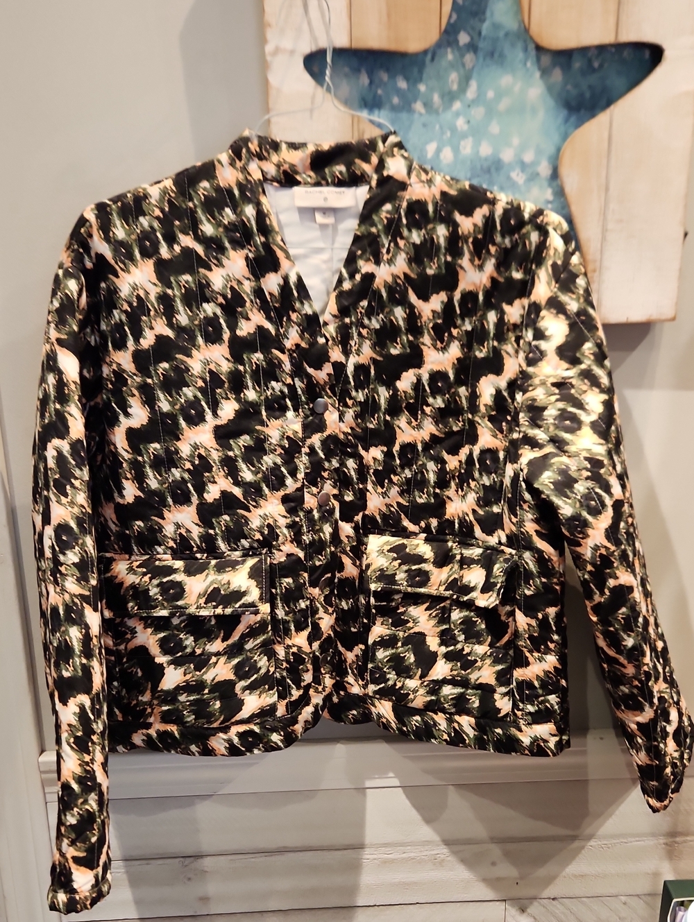 Rachel Comey Black and Pink Quilted Animal-Print Lightweight Jacket